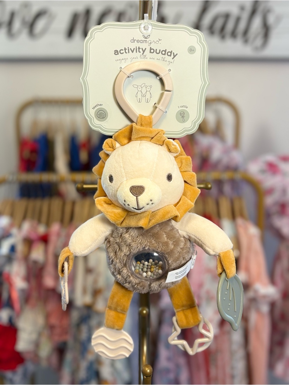 Dreamgro Activity Buddy Lion Plush Toy - Mustard & Cream